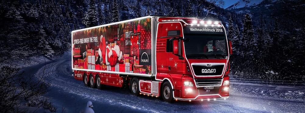 Duplikat von Ein Löwe zum Fest: der MAN Weihnachtstruck